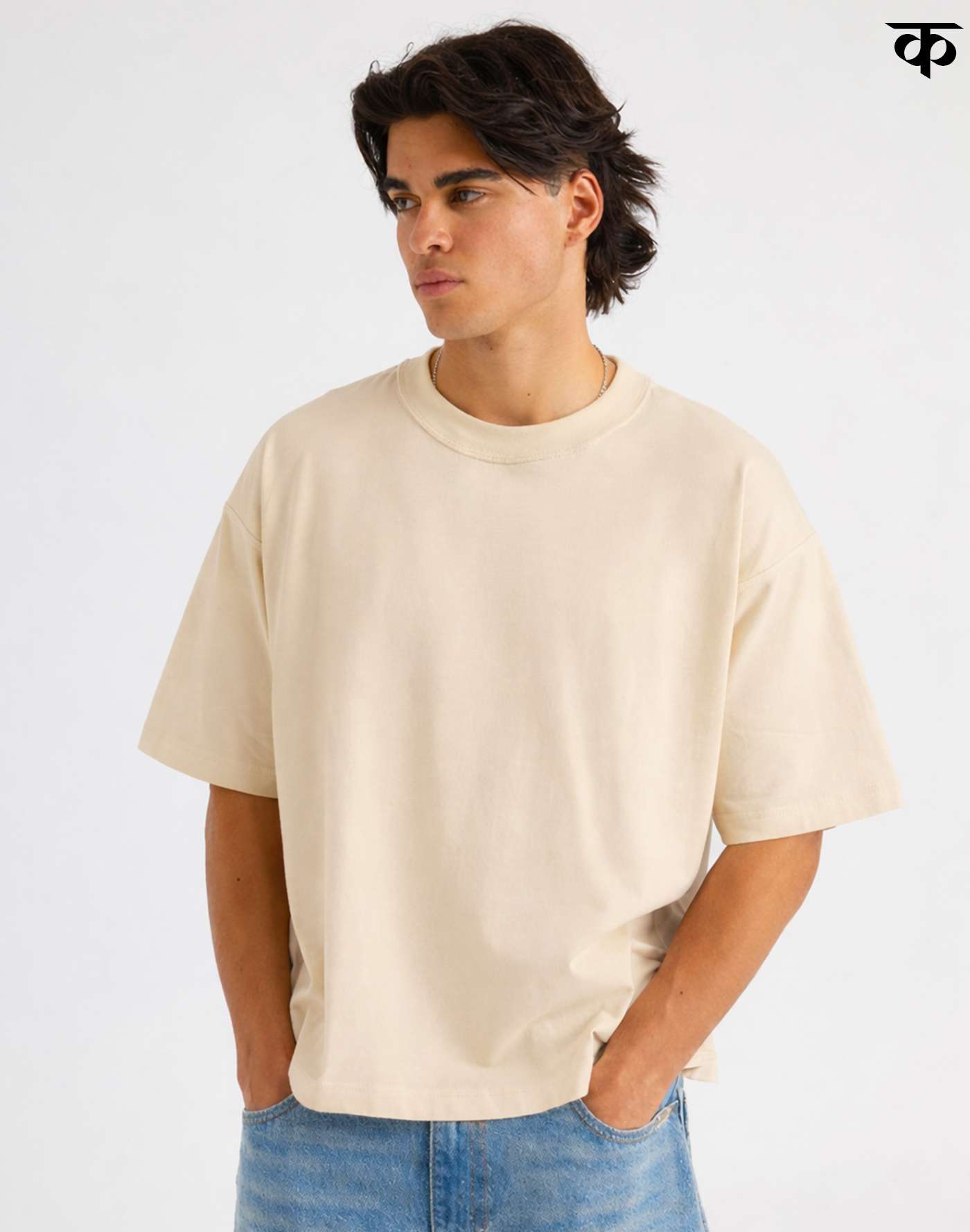 210 GSM Oversize T-shirt (Vanilla Beige)